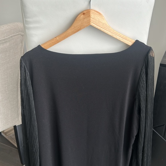 Ever New Curve Pleat Square-Neck Top Blouson Sleeves Black Size 16 - Picture 6 of 14